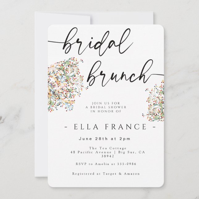 Elegant Minimal Bröllopsbrunch-inbjudan Inbjudningar (Framsida)