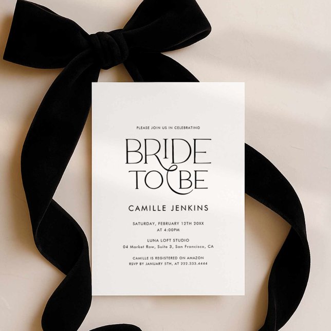 Elegant Minimal Bröllopsfestinladning Inbjudningar (Minimal Black and White Bridal Shower Invite)