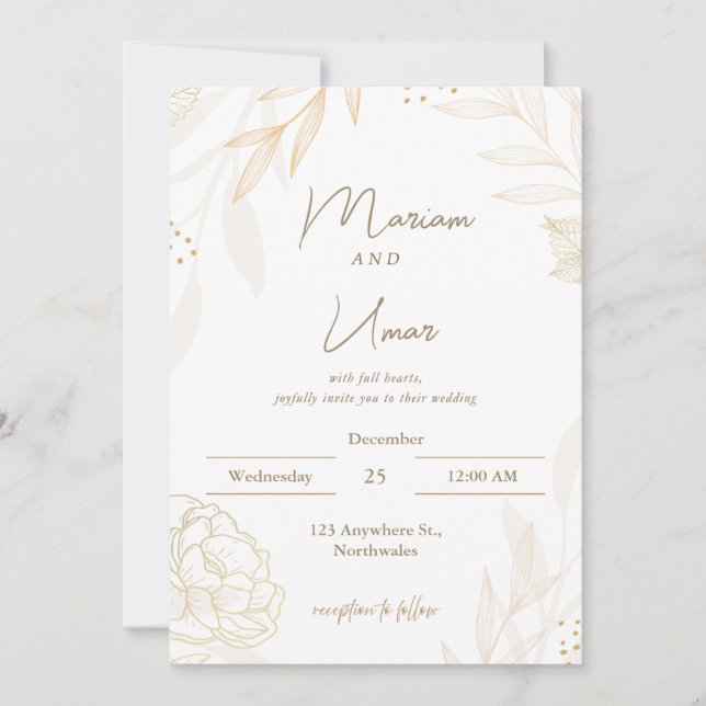 Elegant Minimal Bröllopsinbjudan – Redigerbar Mall (Framsida)