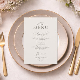 Elegant Minimal Bröllopsmeny Kort