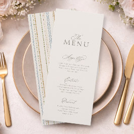 Elegant Minimal Bröllopsmeny Kort med Mönster