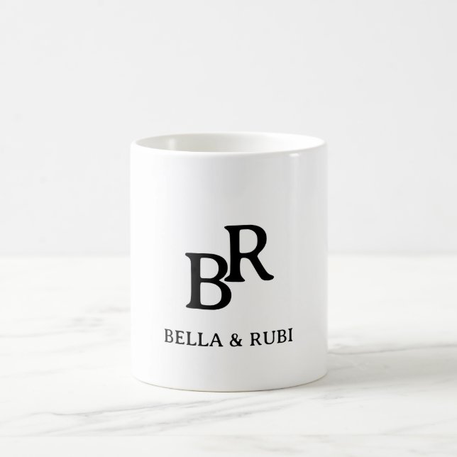 Elegant Minimal Bröllopsmonogram Kaffe Mugg (Center)