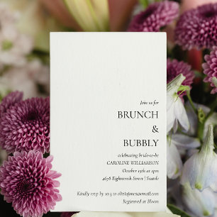 Elegant Minimal Brunch Bubbly Bröllopsdusch Vit Inbjudningar
