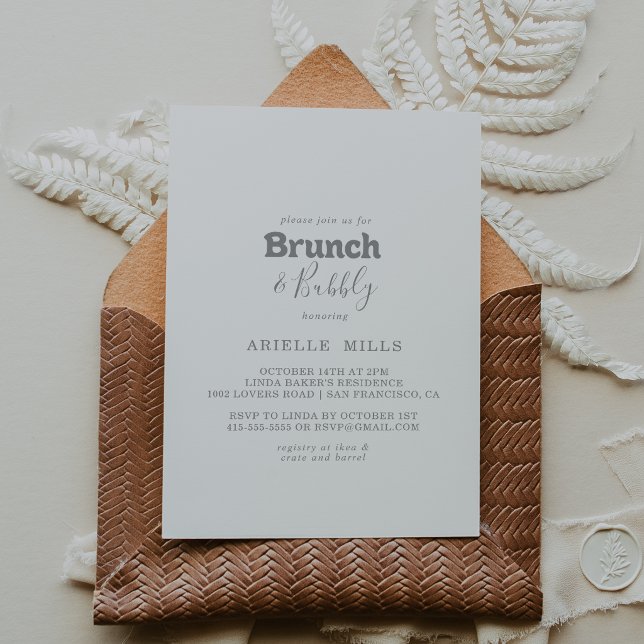 Elegant Minimal Brunch och Bubbly Bröllopsdusch Inbjudningar (Skapare uppladdad)