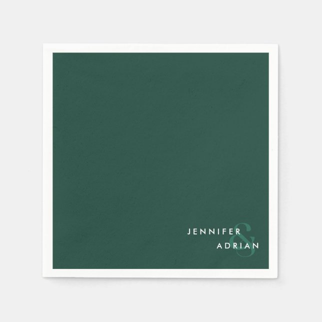 Elegant Minimal Brunswick Grönt Modern Bröllop Pappersservett (Framsidan)