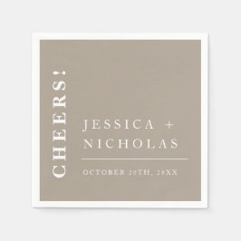 Elegant Minimal Cheal Olive Grått Modern Bröllop Pappersservett