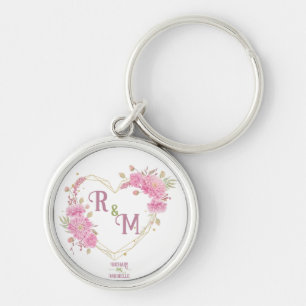 Elegant minimal Chic Initial brev monogram namn Rund Silverfärgad Nyckelring