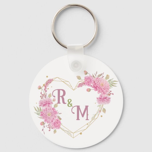 Elegant minimal chic initialbokstav monogramnamn nyckelring (Framsida)
