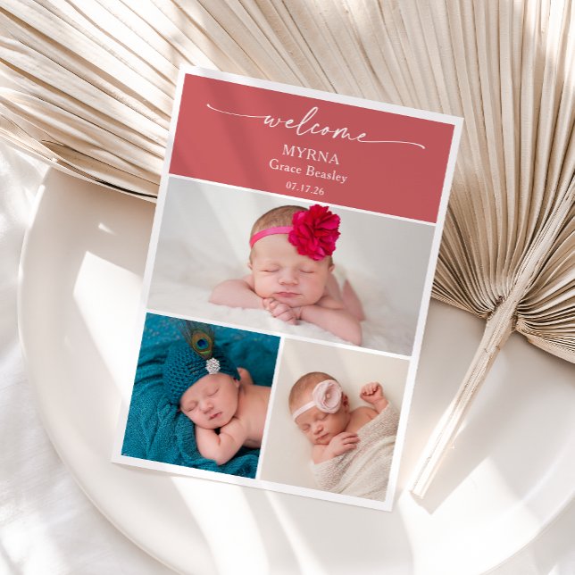 Elegant Minimal Chic Photo Baby Announcement Card Inbjudningar (Skapare uppladdad)
