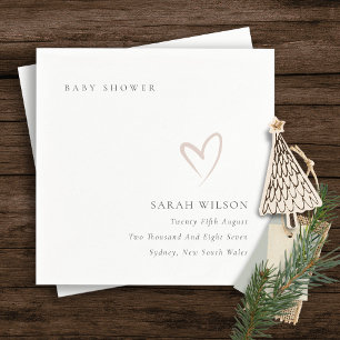 Elegant Minimal Chic Rosa Hjärt Baby Shower Pappersservett