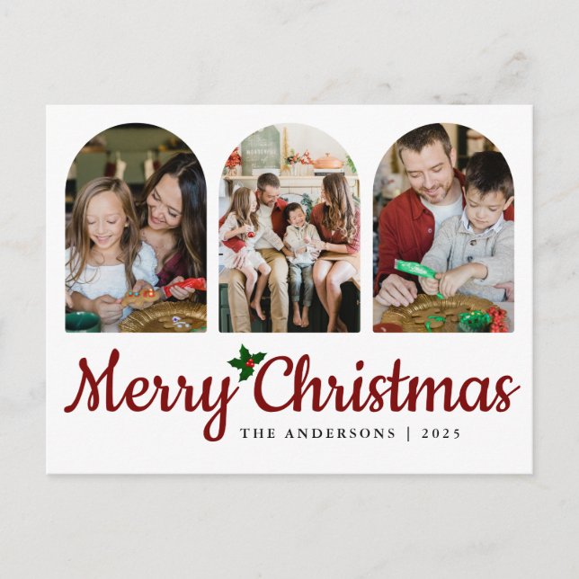 Elegant Minimal Christmas | Modern Family 3 Photo  Helg Vykort (Framsida)