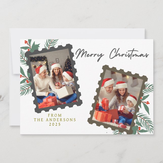 Elegant Minimal Christmas | Modern Family Photo Julkort (Framsida)