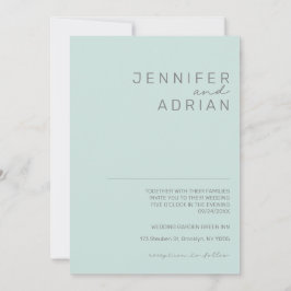 Elegant Minimal Cool Mint Modern Enkel Bröllop Inbjudningar