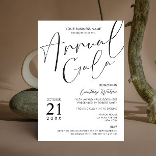 Elegant Minimal Corporate Fundraiser Gala Middag Inbjudningar