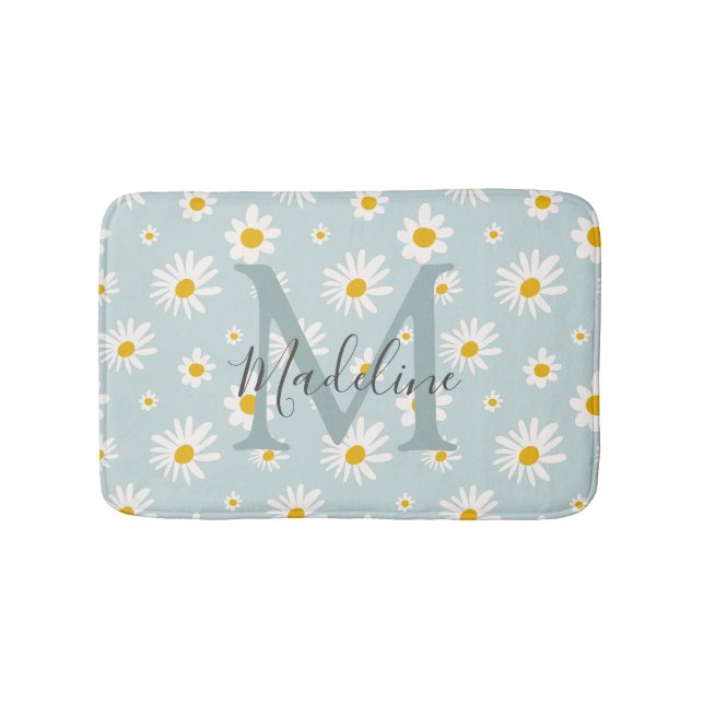 Elegant Minimal Daisy Turkos Skrift Monogram Badrumsmatta (Framsidan)
