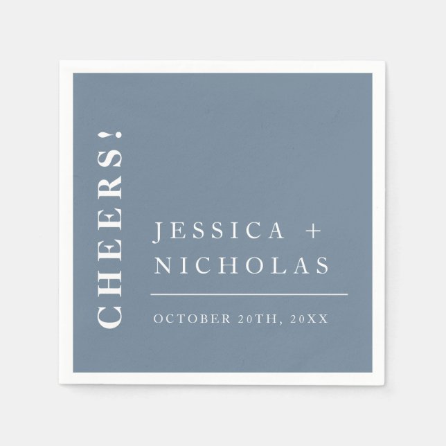 Elegant Minimal dammblå modern Bröllop Pappersservett (Framsidan)