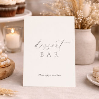 Elegant Minimal Dessert Bar Wedding Sign Inbjudningar