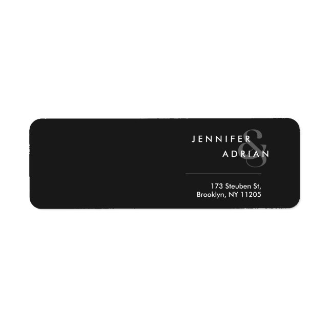 Elegant minimal Eerie Black Modern Bröllop Returadress Etikett (Framsidan)
