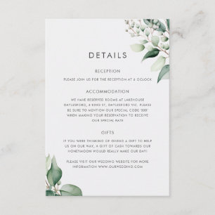 Elegant Minimal eukalyptus Greenery Bröllop Tilläggskort
