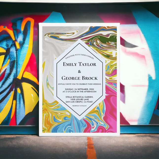 Elegant Minimal färgfärg för Abstrakten Bröllop Inbjudningar (Skapare uppladdad)