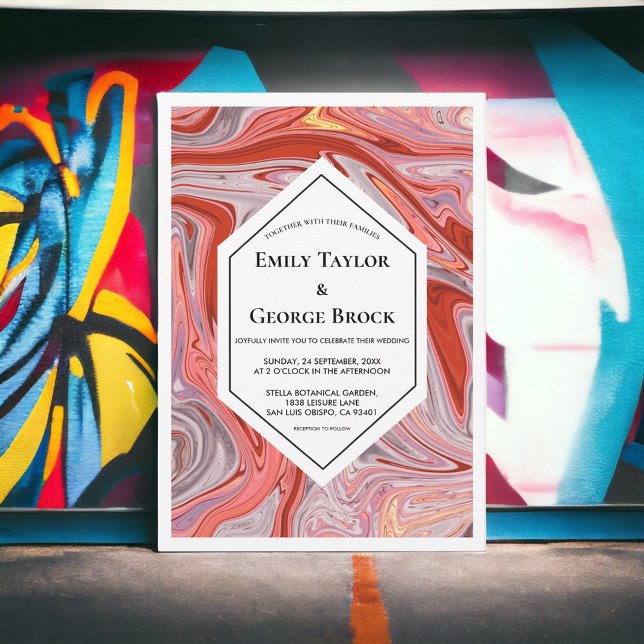 Elegant Minimal färgfull Lava Abstrakt Bröllop Inbjudningar (Skapare uppladdad)