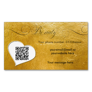 Elegant minimal faux guld Qr-skönhetsalong Magnetiska Visitkort