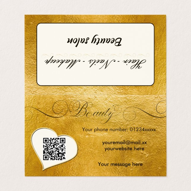 Elegant minimal faux guld Qr-skönhetsalong Visitkort (Utsida ovikt)