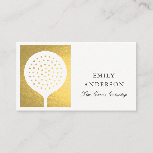 ELEGANT MINIMAL FAUX GULD SKIMMER CHEF CATERING VISITKORT (Framsida)