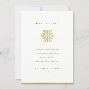 Elegant Minimal Faux Guld Snowflake Hej 2022 Julkort