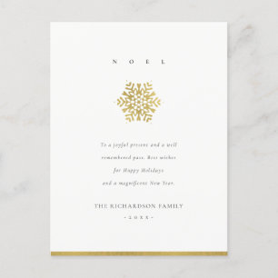 Elegant Minimal Faux Guld Snowflake Hope Jul Helg Vykort