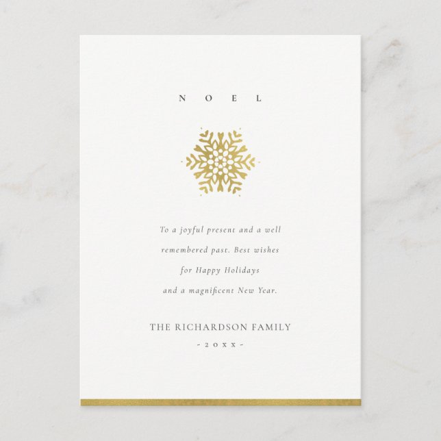 Elegant Minimal Faux Guld Snowflake Hope Jul Helg Vykort (Framsida)