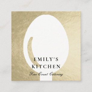 ELEGANT MINIMAL FAUX SILVER SPOON CHEF CATERING FYRKANTIGT VISITKORT