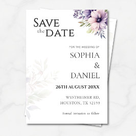 Elegant Minimal Floral Save the Date Card  Inbjudningar