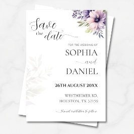 Elegant Minimal Floral Save the Date Card  Inbjudningar