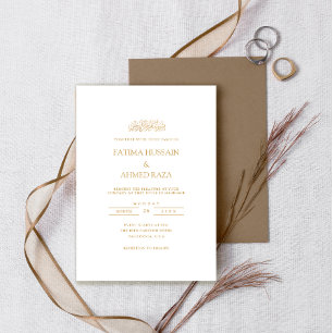 Elegant Minimal Formell Guld Skrift Muslimsk Bröll Inbjudningar