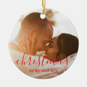 Elegant Minimal Första julen Foto och text Julgransprydnad Keramik