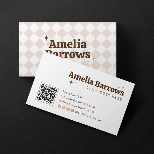 Elegant Minimal Glitter Retro Typografi QR-kod Visitkort