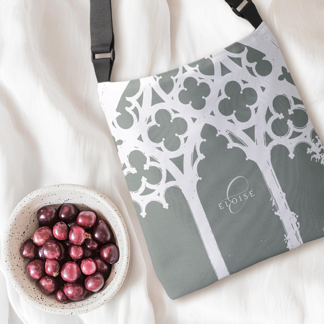 Elegant Minimal Gothic Window Typografi Salvia Axelväska (Skapare uppladdad)