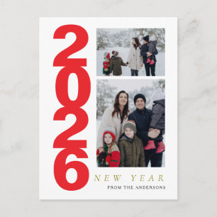 Elegant Minimal Gott Nytt År Familj 2 Foto Helg Vykort
