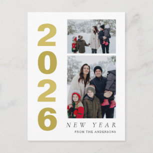 Elegant Minimal Gott nytt år-familj 2-foto Helg Vykort