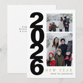 Elegant Minimal Gott nytt år-familj 2-foto Julkort