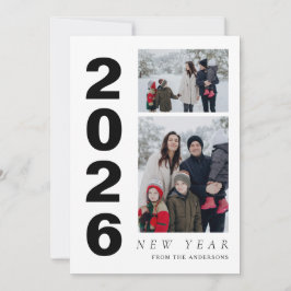 Elegant Minimal Gott nytt år-familj 2-foto Julkort