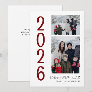 Elegant Minimal Gott Nytt År Familj 2 Foto Julkort
