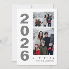 Elegant Minimal Gott nytt år-familj 2-foto Julkort