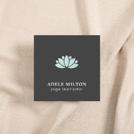 Elegant Minimal Grått Blue Lotus Icon Yoga Fyrkantigt Visitkort