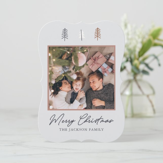 Elegant Minimal Grått-julhälsningskort Julkort (Stående Fram)