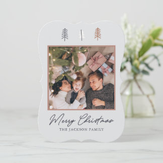 Elegant Minimal Grått-julhälsningskort Julkort