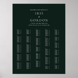 Elegant Minimal Grönt Alfabetiskt sittningsschema Poster