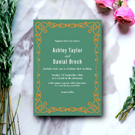 Elegant Minimal Grönt Chic Ram Blommigt Bröllop Inbjudningar