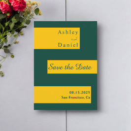 Elegant Minimal Grönt och Guld Modern Chic Bröllop Spara Datumet